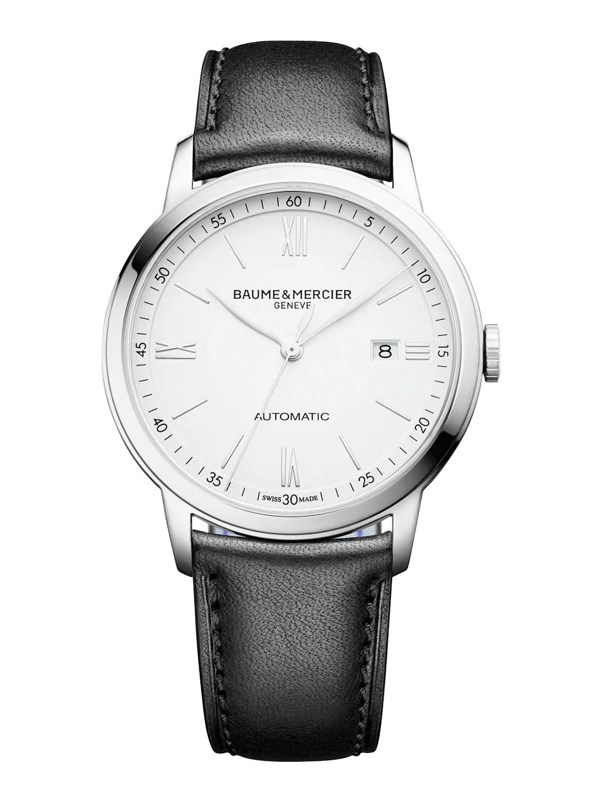 Мужские швейцарские автоматические часы Classima с черным кожаным ремешком 42 мм M0A10332 Baume & — изображение 1 из 2
