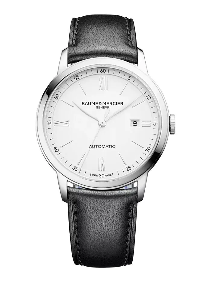 Мужские швейцарские автоматические часы Classima с черным кожаным ремешком 42 мм M0A10332 Baume &