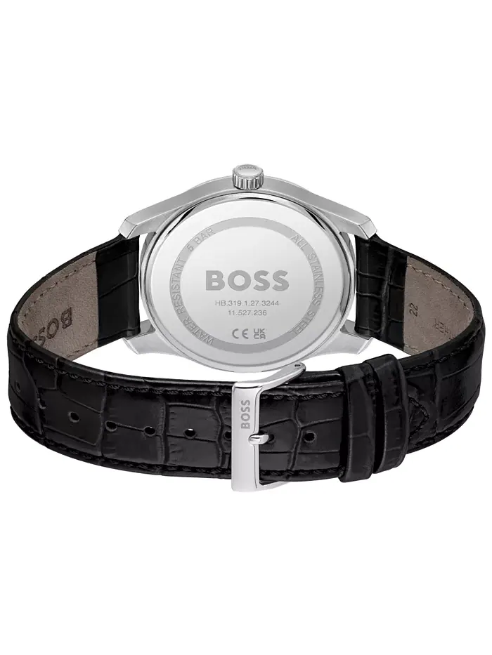 Мужские часы Principle Master Quartz Multifunction черные из телячьей кожи, 41mm Hugo Boss — изображение 2 из 3