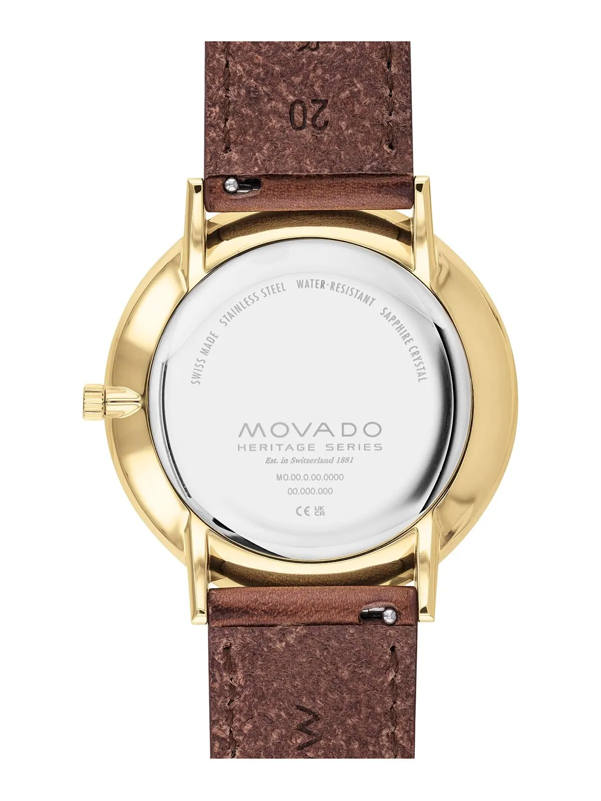 Мужские часы Heritage с коричневым ремешком из натуральной кожи, 40 мм Movado — изображение 3 из 3, оттенок золотистый