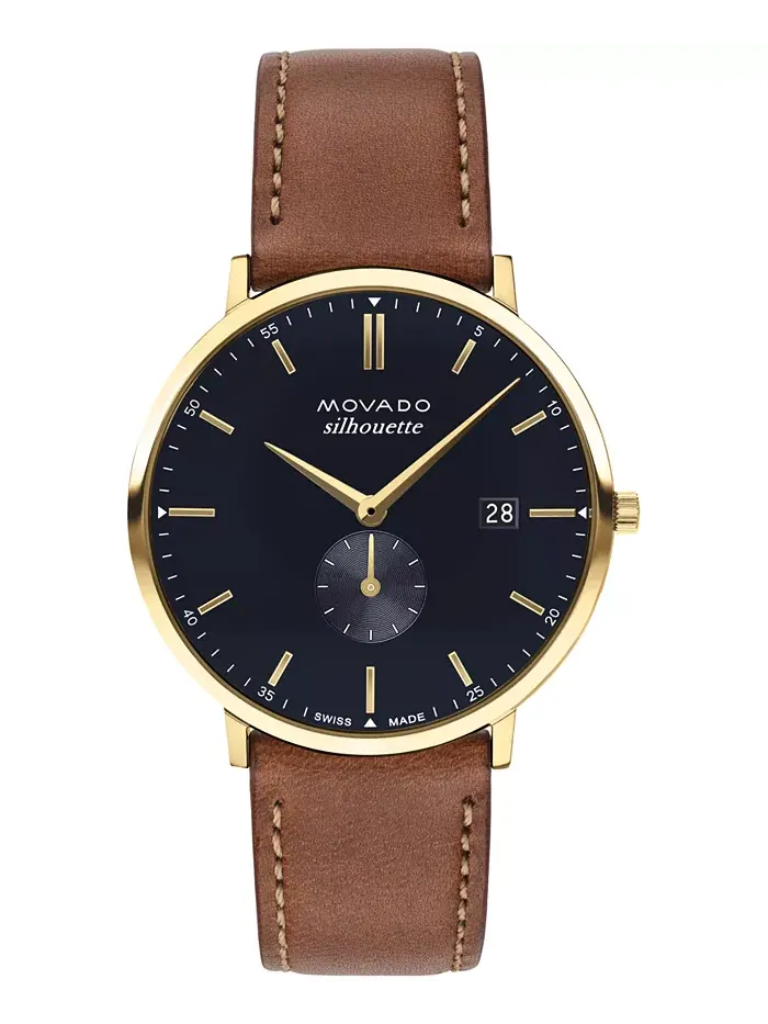 Мужские часы Heritage Tan на кожаном ремешке, 40 мм Movado — изображение 1 из 3