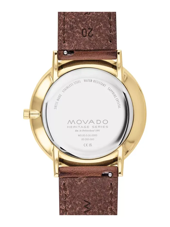 Мужские часы Heritage Tan на кожаном ремешке, 40 мм Movado — изображение 3 из 3