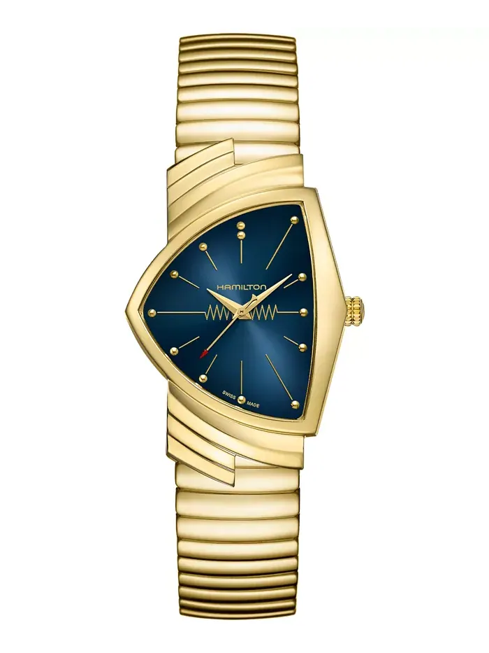 Женские часы Swiss Ventura Gold PVD с браслетом из нержавеющей стали, 32x50 мм Hamilton — изображение 1 из 3
