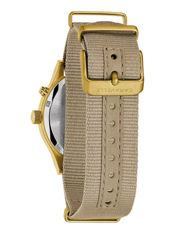Мужские часы Vintage Casual Lite Up с ремешком из тауп нейлона, 39mm Caravelle — изображение 3 из 3