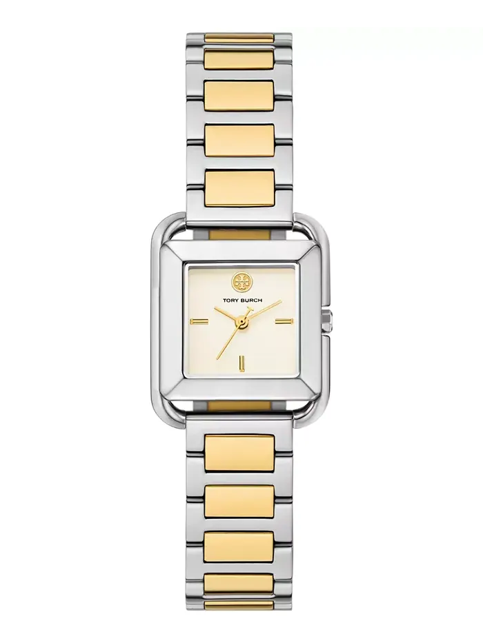 Женские часы The Kira Square с двухцветным браслетом из нержавеющей стали, 24 мм Tory Burch