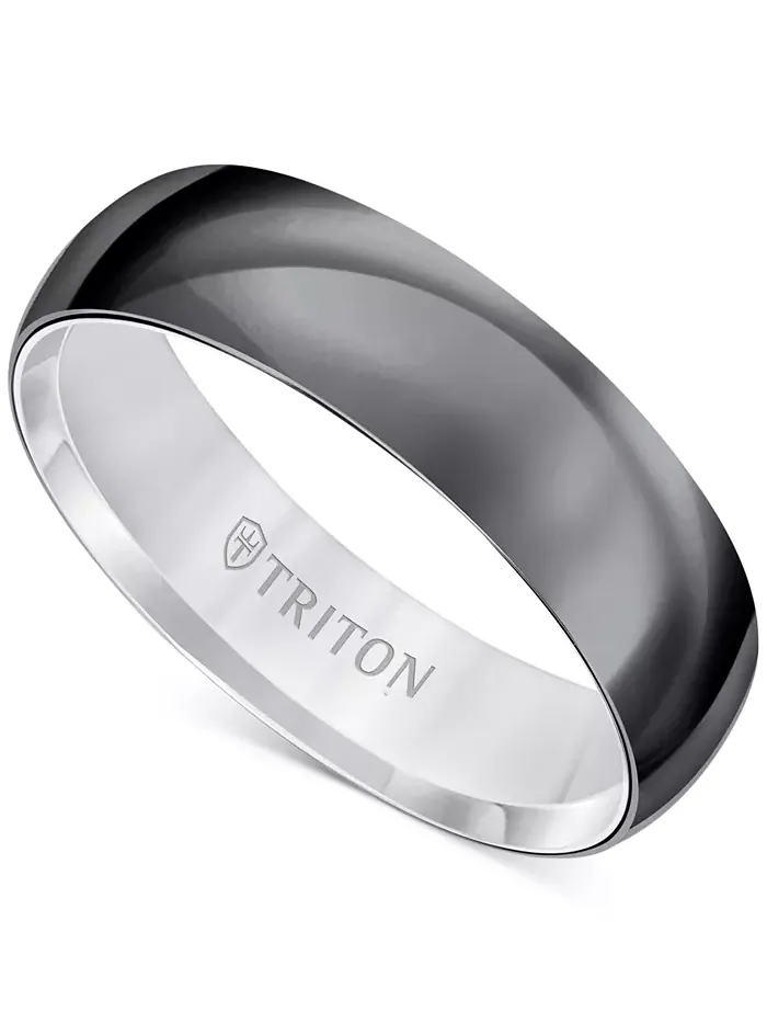 Мужское обручальное кольцо Titan из черного и белого титана Triton