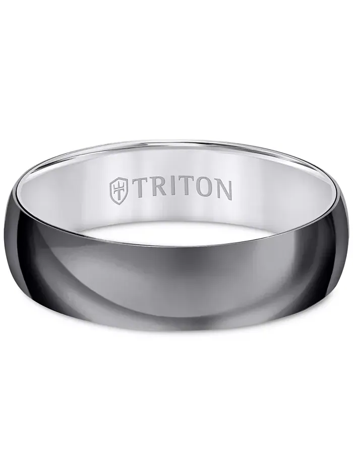 Мужское обручальное кольцо Titan из черного и белого титана Triton — изображение 3 из 4