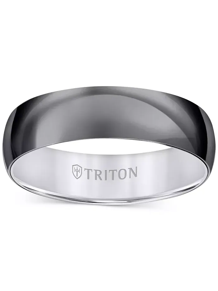 Мужское обручальное кольцо Titan из черного и белого титана Triton — изображение 4 из 4