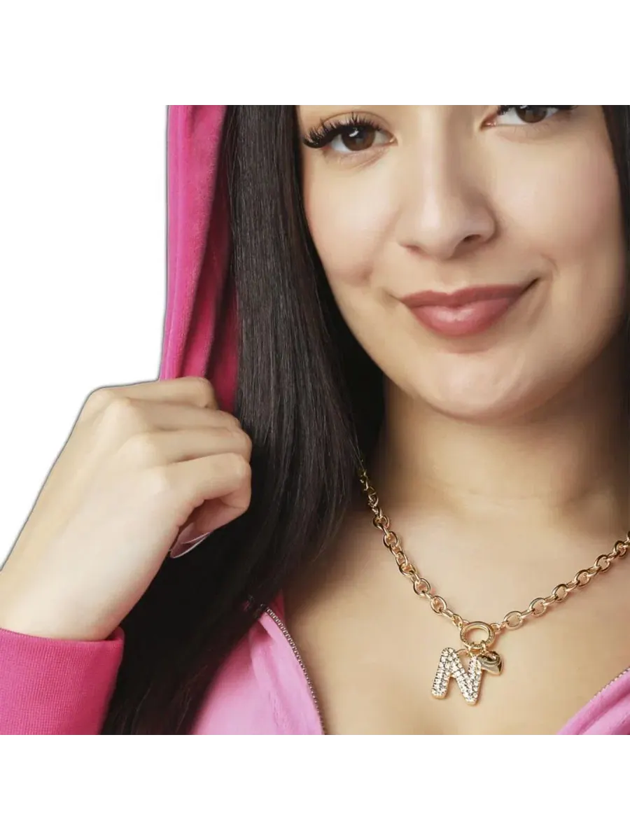 Подвеска-кулон с буквой, с блестящими камнями, 18"+2", Letter N Juicy Couture — изображение 2 из 6