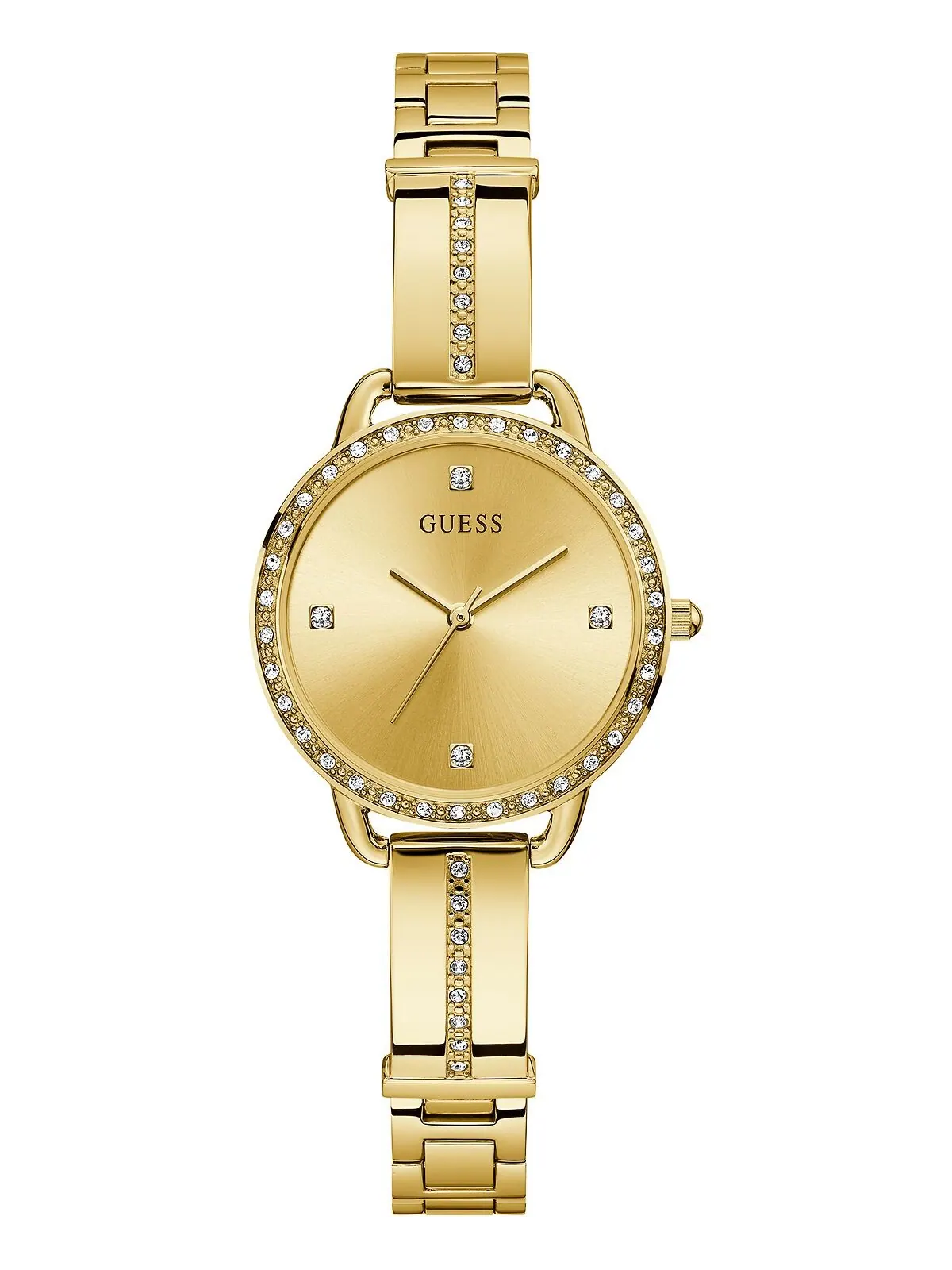 Женские золотистые часы с полубраслетом из нержавеющей стали, 30 мм GUESS
