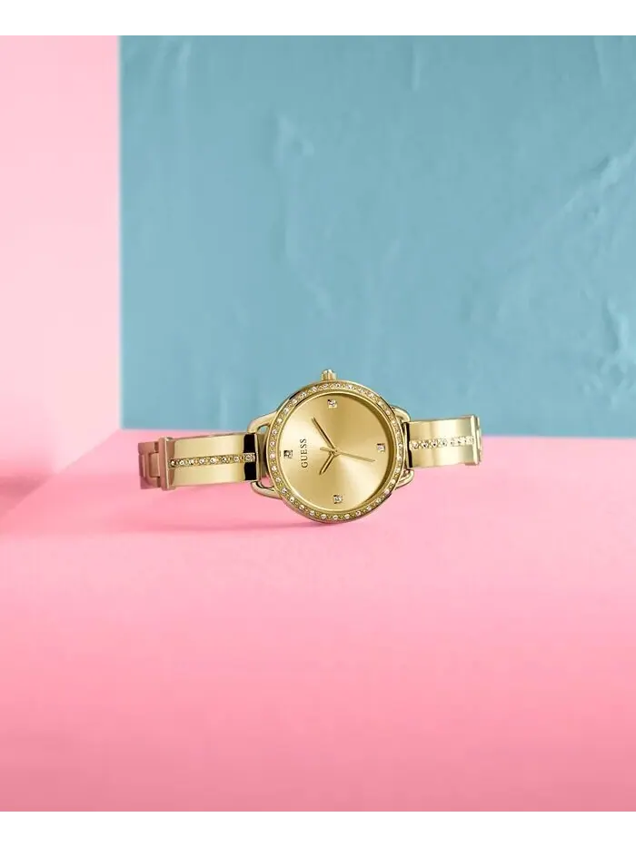 Женские золотистые часы с полубраслетом из нержавеющей стали, 30 мм GUESS — изображение 3 из 4