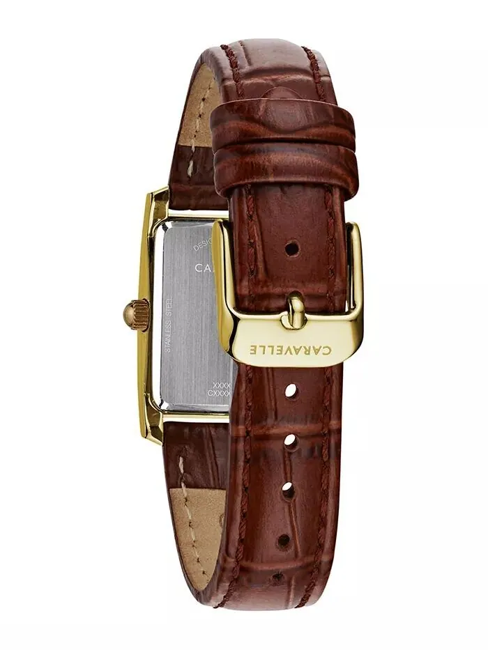 Женские часы 21x33 мм с коричневым кожаным ремешком Caravelle — изображение 3 из 5
