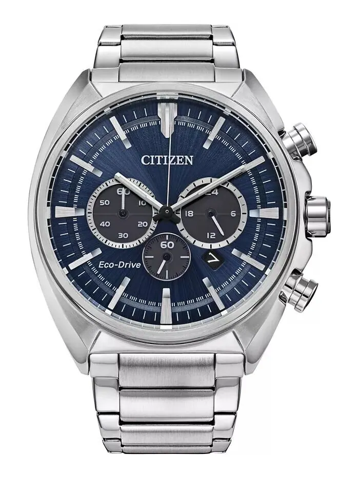 Мужские часы с хронографом Eco Drive Sport с браслетом из нержавеющей стали, 45 мм Citizen