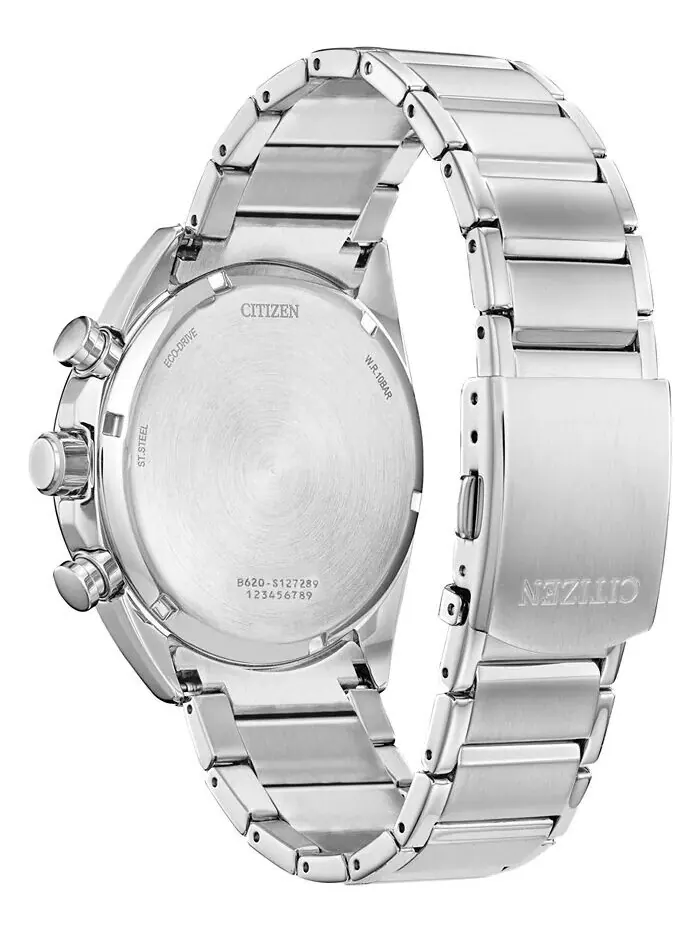 Мужские часы с хронографом Eco Drive Sport с браслетом из нержавеющей стали, 45 мм Citizen — изображение 3 из 3