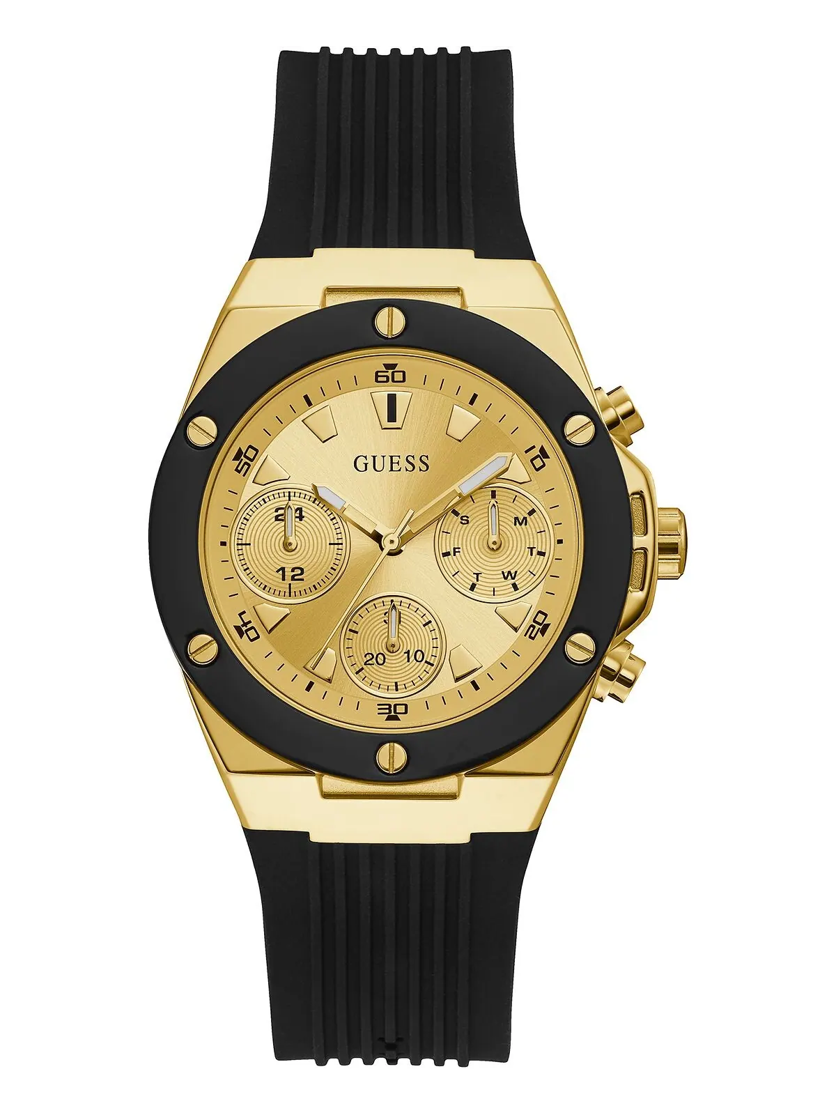Часы унисекс с черным силиконовым ремешком 39 мм GUESS