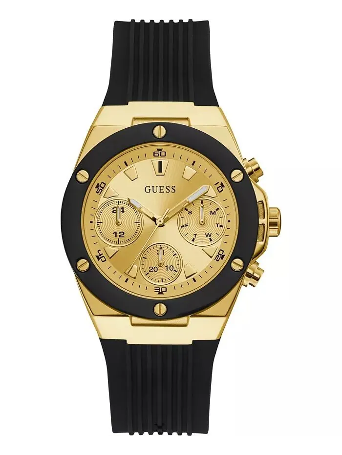 Часы унисекс с черным силиконовым ремешком 39 мм GUESS