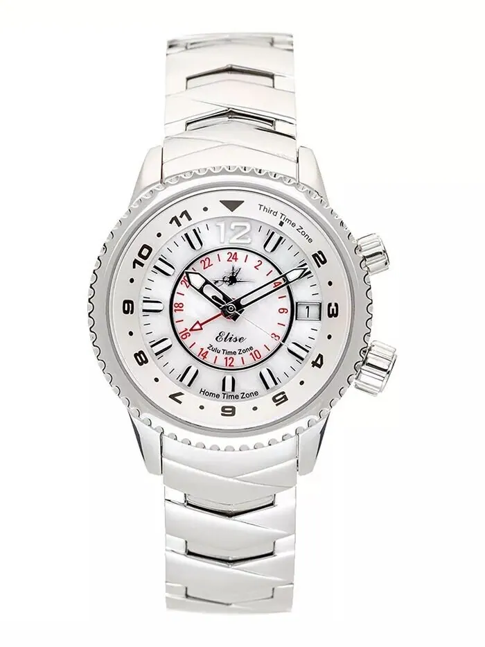Женские часы Elise Swiss Tri-Time с браслетом из нержавеющей стали, 33 мм Abingdon Co.