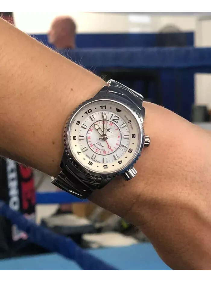 Женские часы Elise Swiss Tri-Time с браслетом из нержавеющей стали, 33 мм Abingdon Co. — изображение 6 из 6