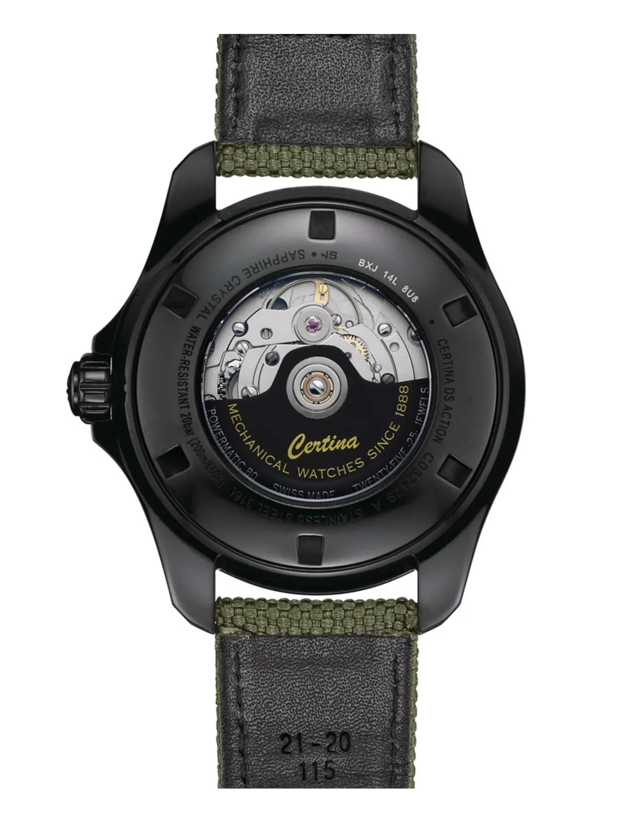 Мужские швейцарские автоматические часы DS Action GMT с зеленым синтетическим ремешком, 43 мм — изображение 2 из 6