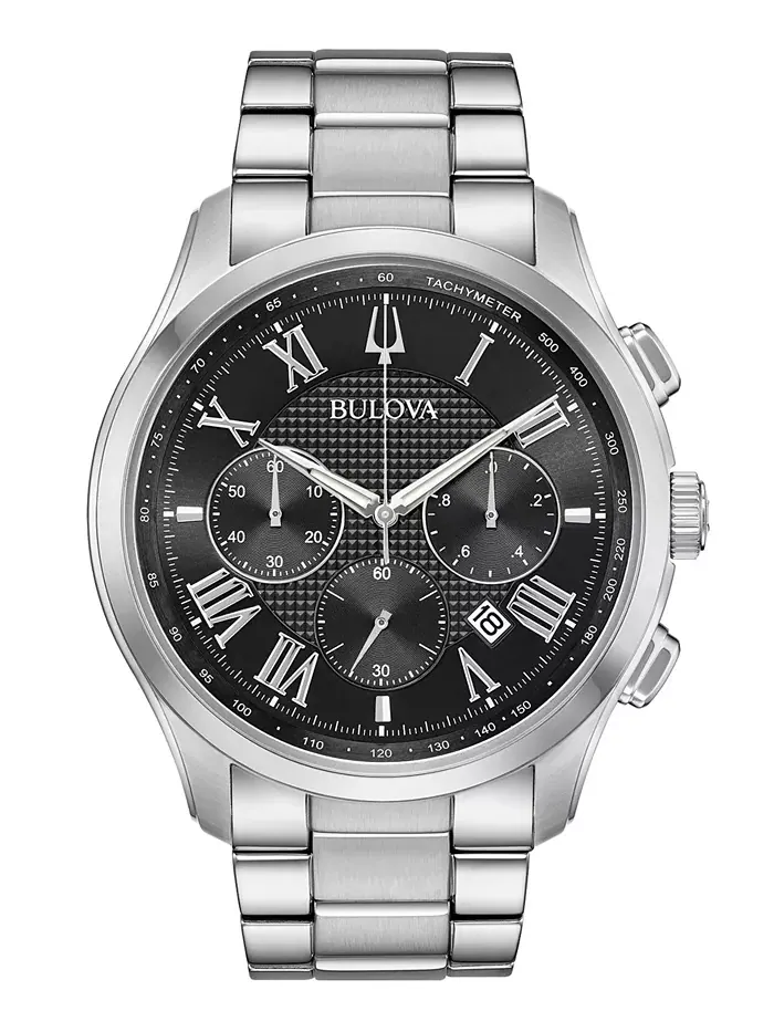 Мужские хронографические часы Wilton на стальном браслете 46.5 мм Bulova — изображение 1 из 5