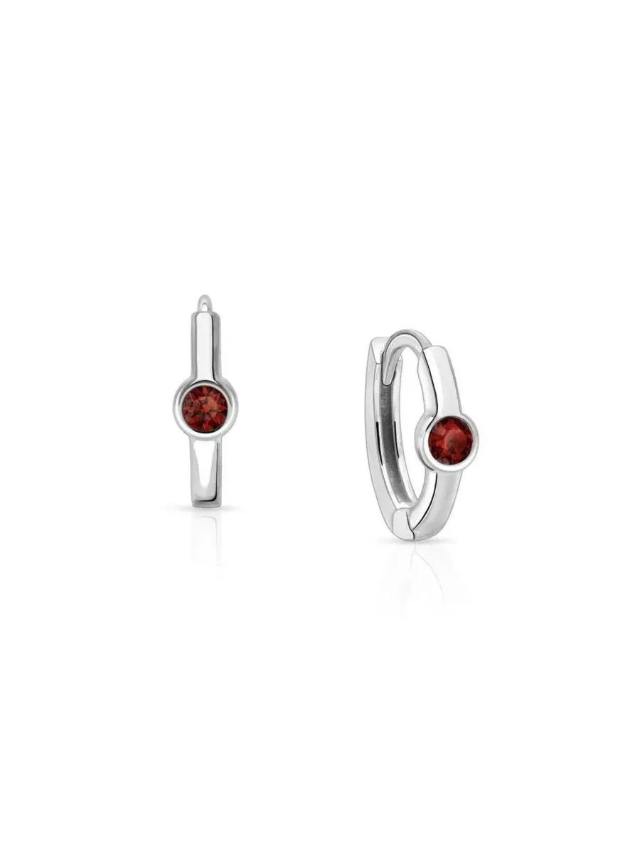 Серьги-кольца из стерлингового серебра 9 мм для девочек, с камнем-талисманом по знаку зодиака Tiny