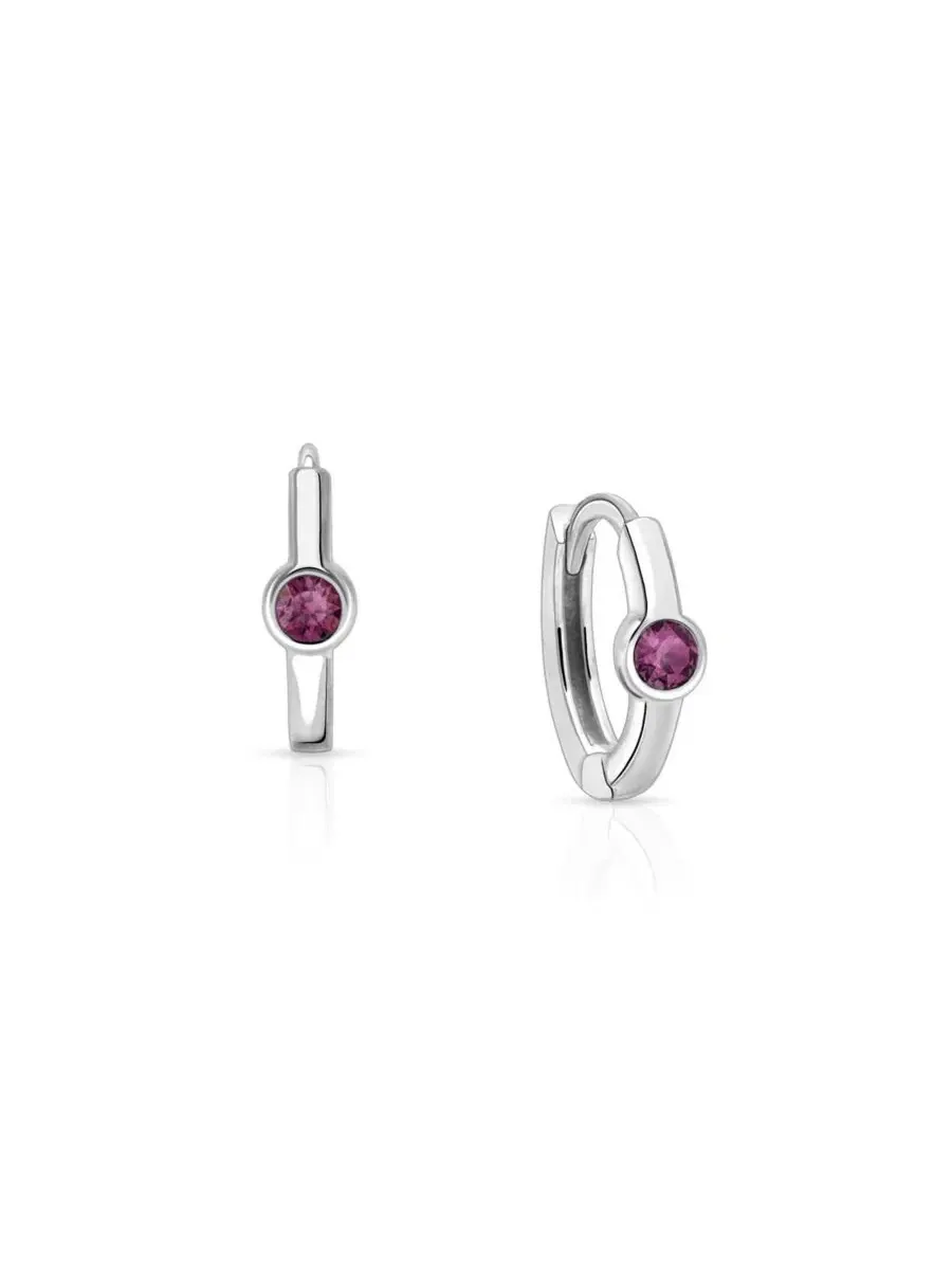 Серьги-кольца из стерлингового серебра 9 мм для девочек, с камнем-талисманом по знаку зодиака Tiny