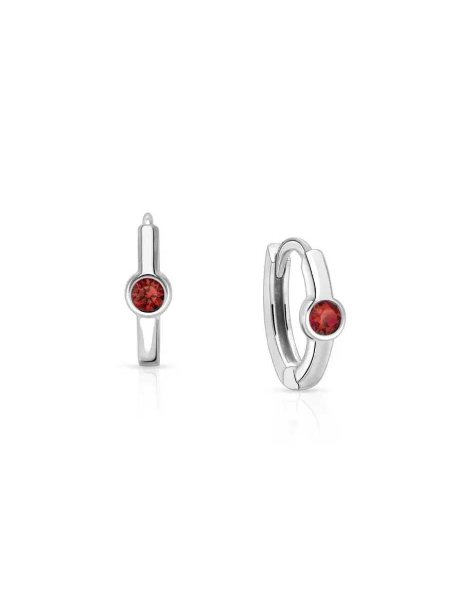 Серьги-кольца из стерлингового серебра 9 мм для девочек, с камнем-талисманом по знаку зодиака Tiny