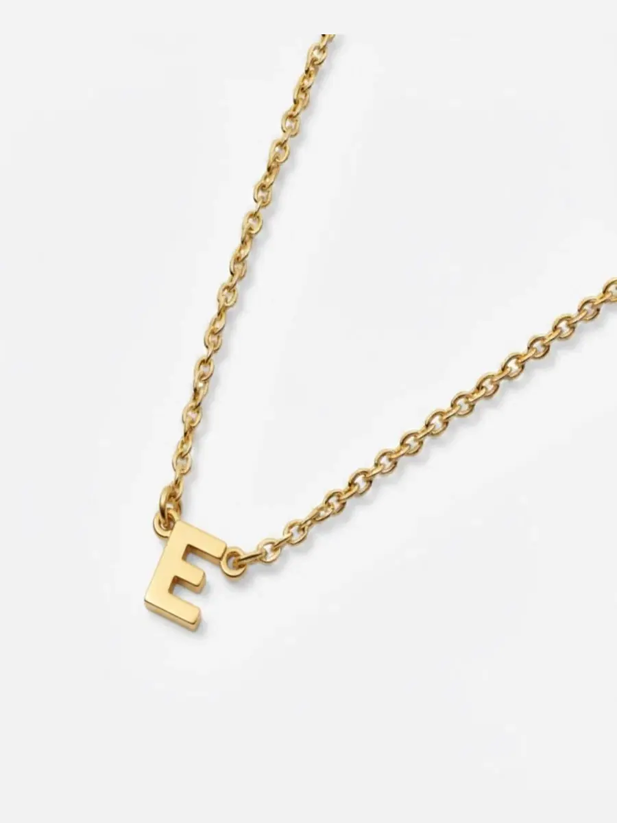 Кулон-подвеска с инициалом, 18K Gold Plated Oak & Luna, Letter E