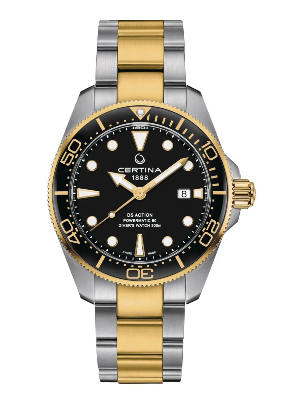 Мужские швейцарские автоматические часы DS Action Diver с двухцветным браслетом из нержавеющей — изображение 1 из 5