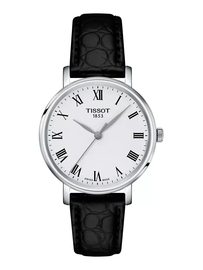 Женские часы Swiss Everytime с черным кожаным ремешком, 34 мм Tissot