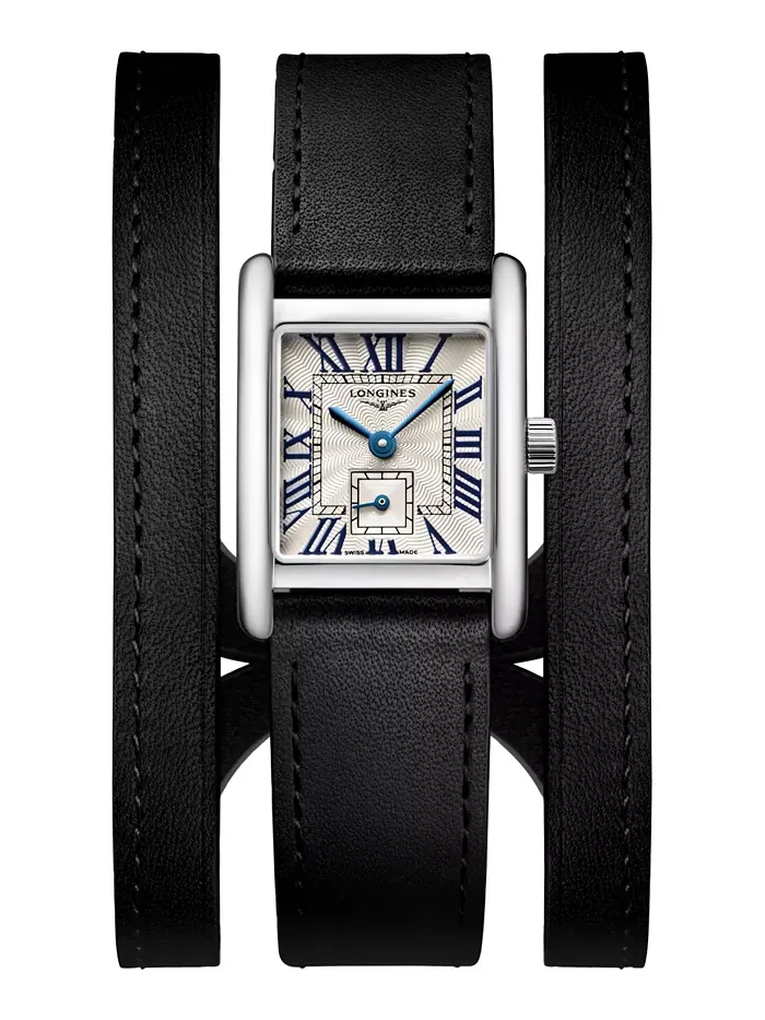 Женские часы Swiss Mini Dolcevita с черным кожаным ремешком в три ряда, 29 мм Longines — изображение 1 из 3