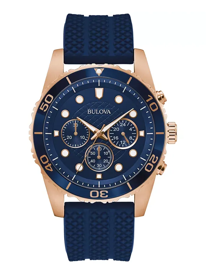 Мужские классические хронографы на силиконовом ремешке Navy 43mm Bulova — изображение 1 из 3