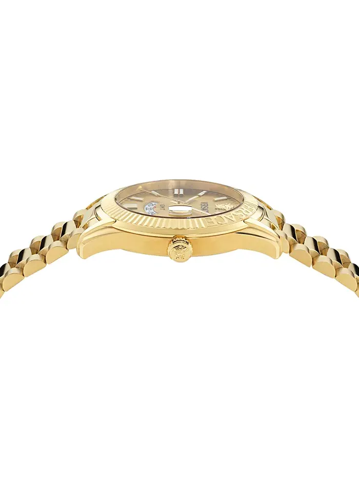 Мужские часы Swiss Apodis GMT с золотым ионным покрытием на браслете 41mm Versace — изображение 2 из 3