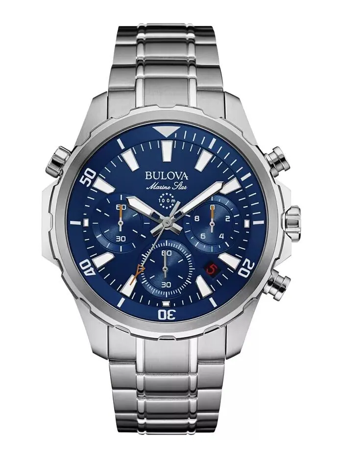 Мужские часы-хронограф Marine Star с браслетом из нержавеющей стали, 43 мм Bulova — изображение 1 из 7