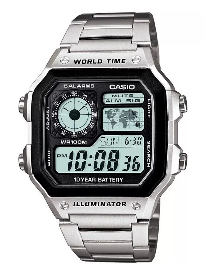 Унисекс цифровые часы-браслет из нержавеющей стали 39,5 мм Casio — изображение 1 из 2