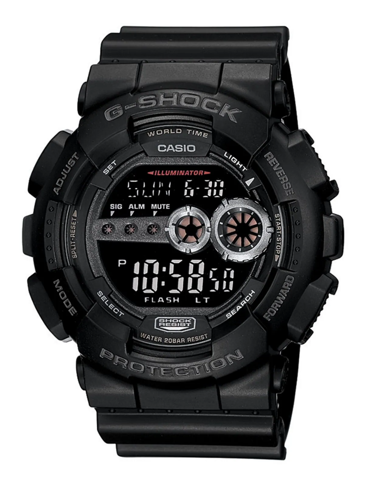 Мужские цифровые часы XL с черным полимерным ремешком GD100-1B G-Shock