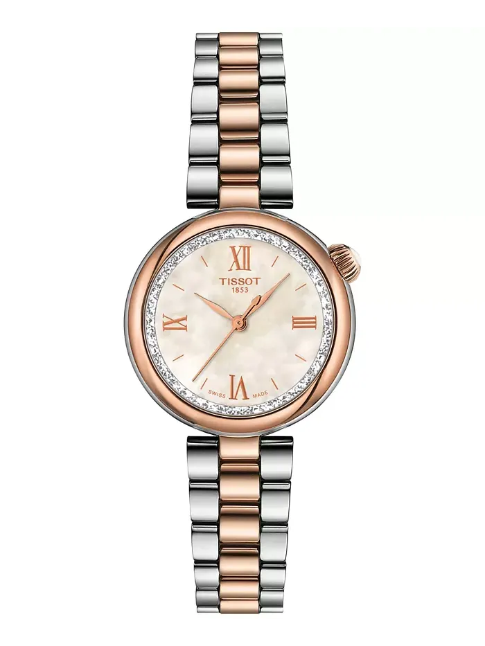 Женские часы Swiss Desir с двухцветным браслетом из нержавеющей стали, 28 мм Tissot — изображение 1 из 5