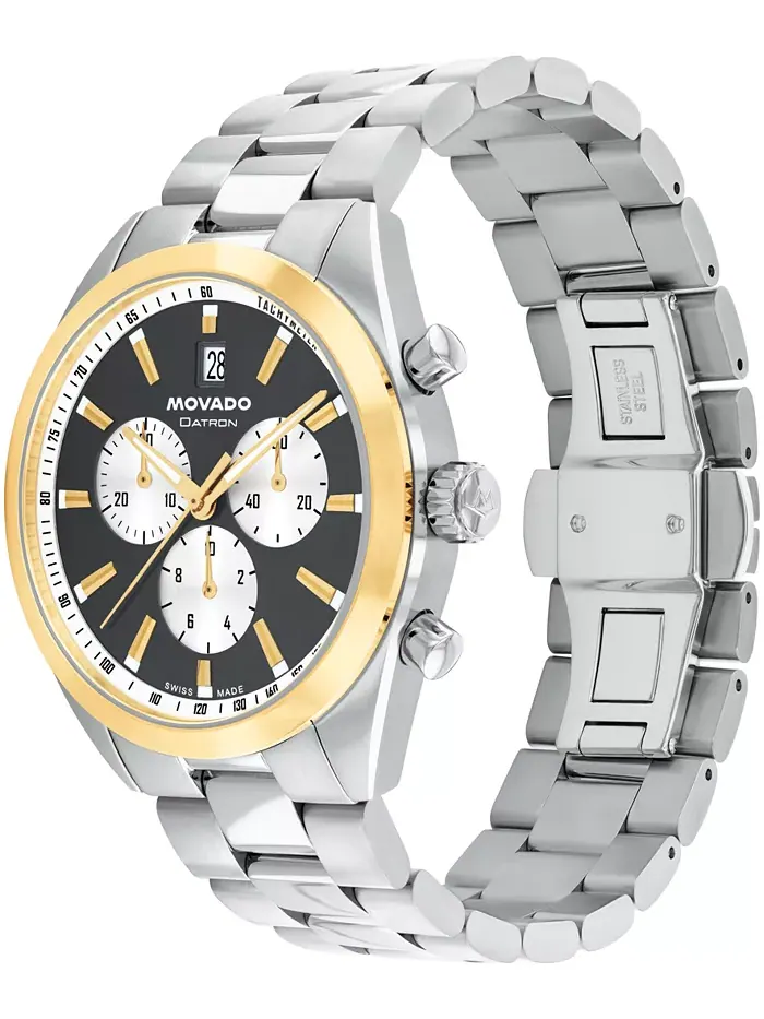 Мужские часы Datron Swiss Quartz Chronograph, корпус из нержавеющей стали, 41 мм Movado — изображение 2 из 3