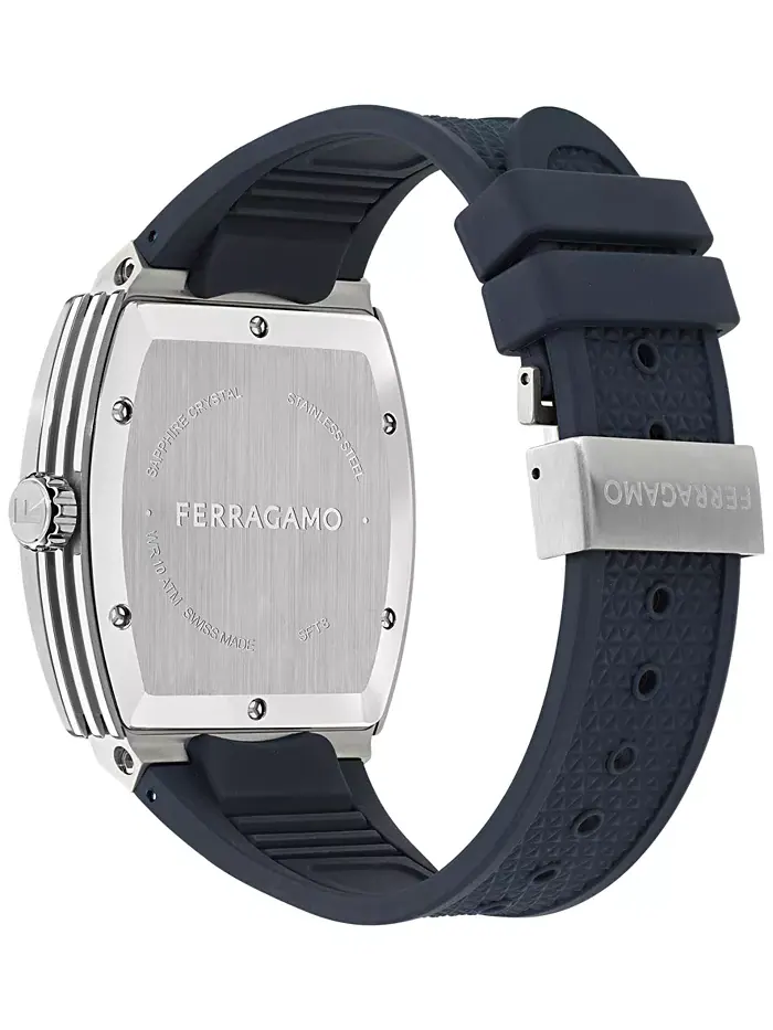 Мужские часы Swiss F-80 Tonneau с синим полиуретановым ремешком 42mm Ferragamo — изображение 3 из 4