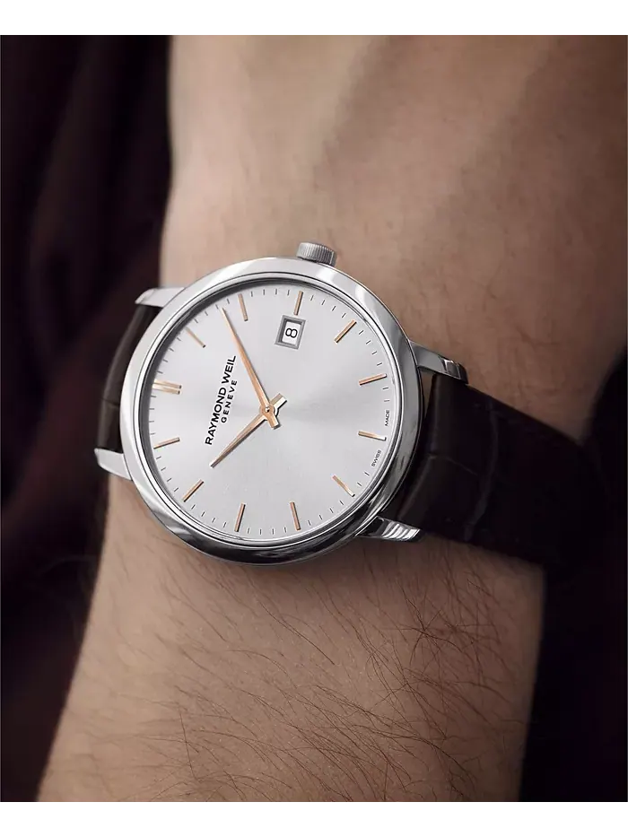 Мужские наручные часы Swiss Toccata с коричневым кожаным ремешком, 39 мм Raymond Weil — изображение 7 из 8