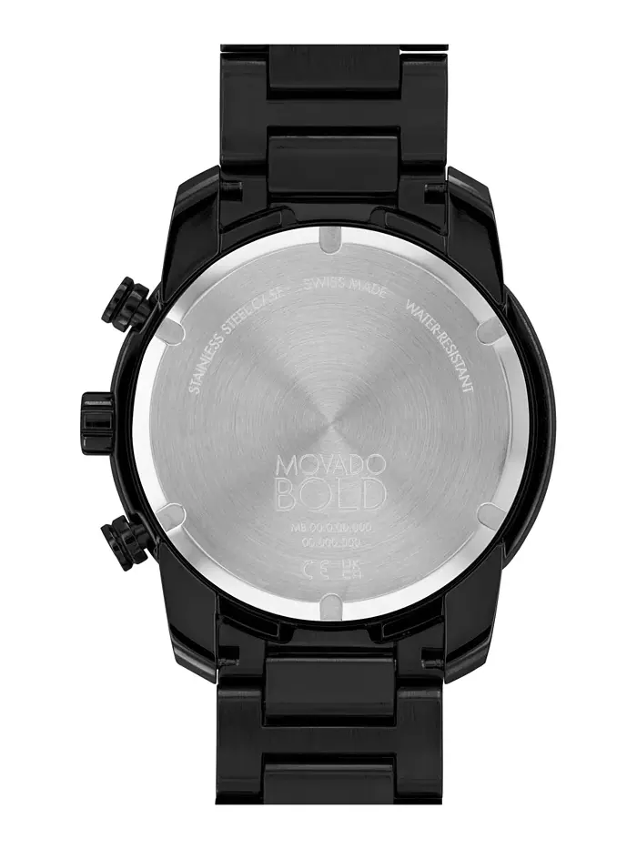 Мужские часы Bold Verso Swiss Quartz Chronograph с ионным покрытием, черный стальной браслет, 44 мм — изображение 3 из 5