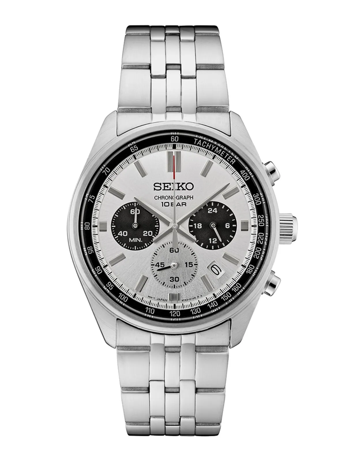 Мужские часы-хронограф Essentials с браслетом из нержавеющей стали, 42 мм Seiko — изображение 1 из 2, оттенок серебряный