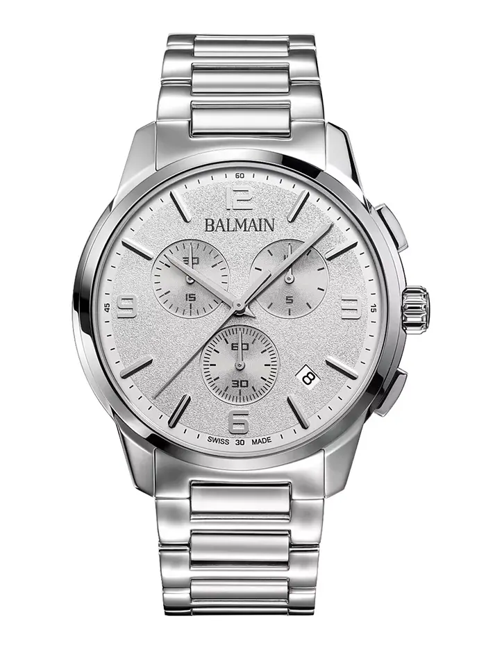 Мужские часы Swiss Chronograph Madrigal на стальном браслете, 42 мм Balmain