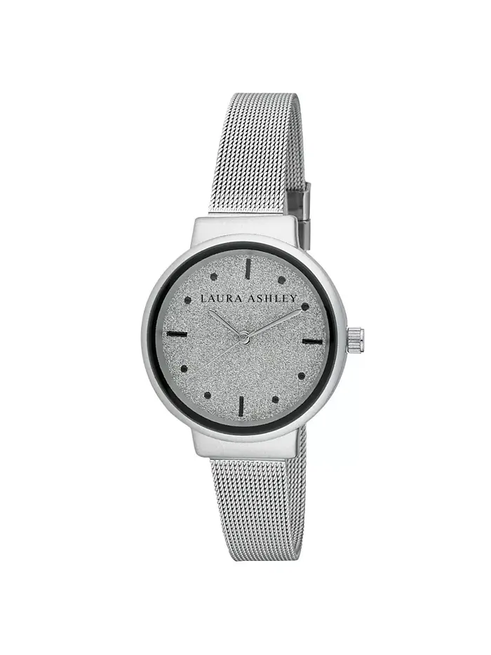 Часы с серебристым сетчатым браслетом и сверкающим циферблатом Spray Silver Mesh Powered Glitz Dial