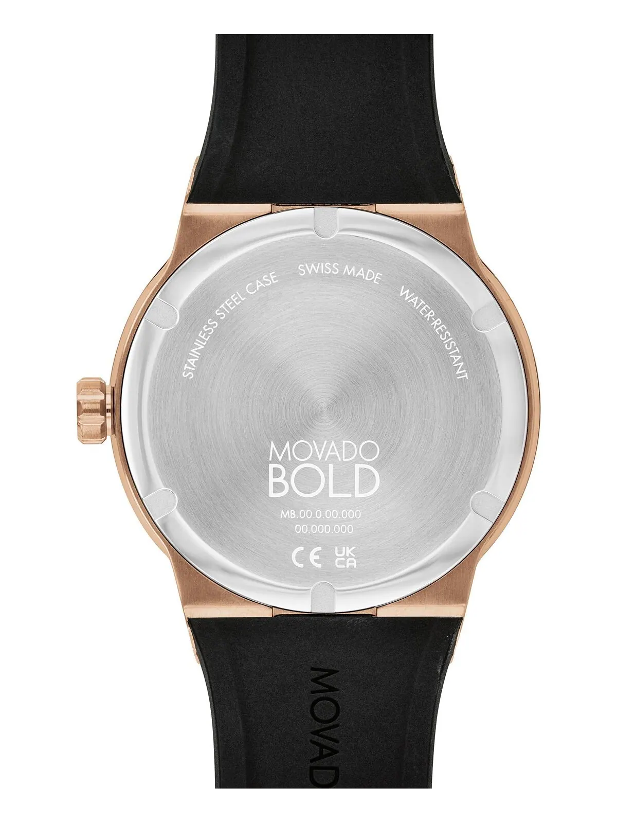 Мужские часы Swiss Fusion с черным силиконовым ремешком, 42 мм Movado — изображение 3 из 3, оттенок золотистый