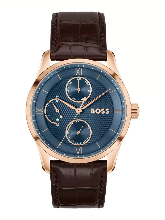 Мужские часы Principle Master Quartz Multifunction коричневые из телячьей кожи, 41 мм Hugo Boss — изображение 1 из 3