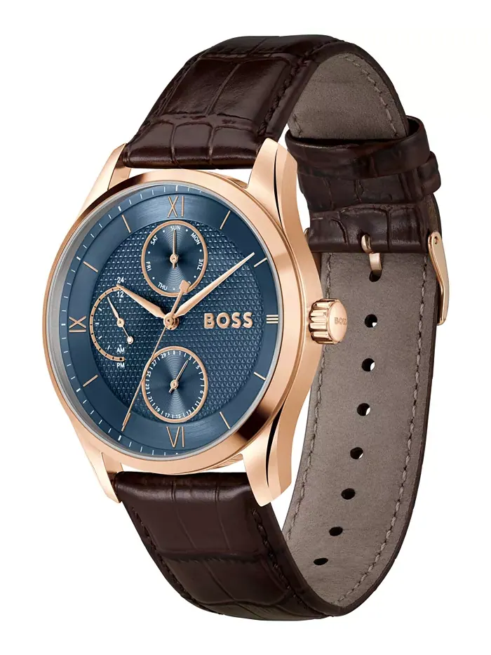Мужские часы Principle Master Quartz Multifunction коричневые из телячьей кожи, 41 мм Hugo Boss — изображение 2 из 3