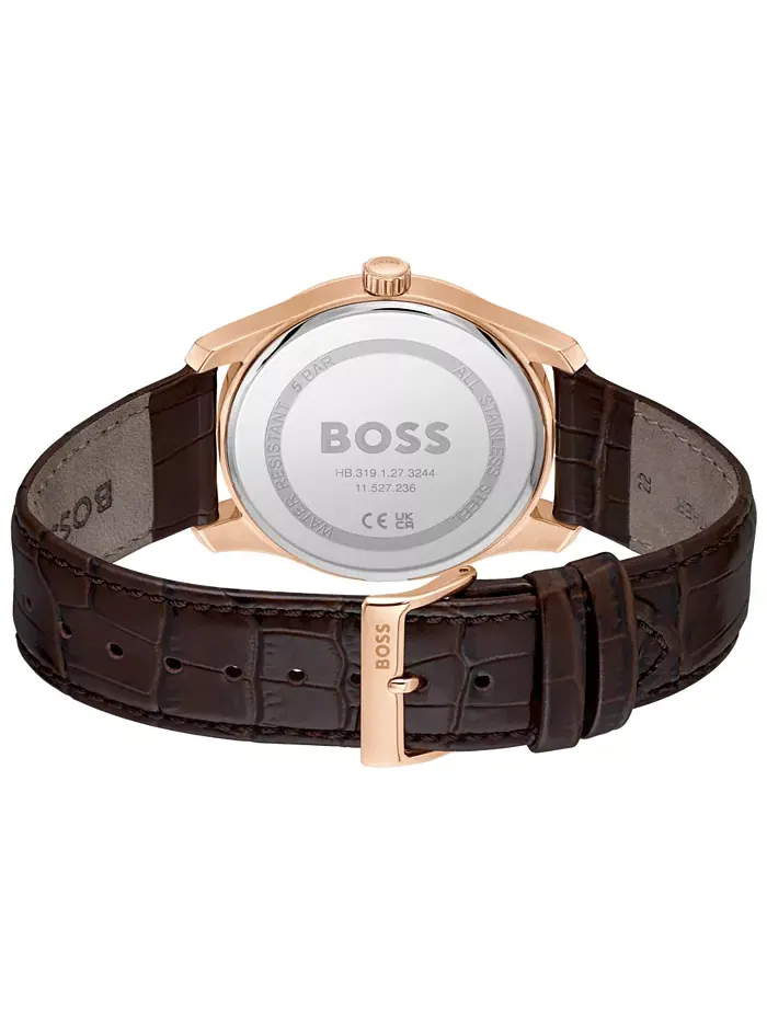 Мужские часы Principle Master Quartz Multifunction коричневые из телячьей кожи, 41 мм Hugo Boss — изображение 3 из 3