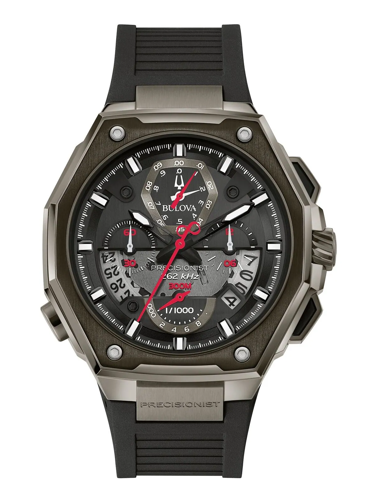 Мужские часы Precisionist X с черным каучуковым ремешком из EPDM, 44,5 мм Bulova — изображение 1 из 6, оттенок черный