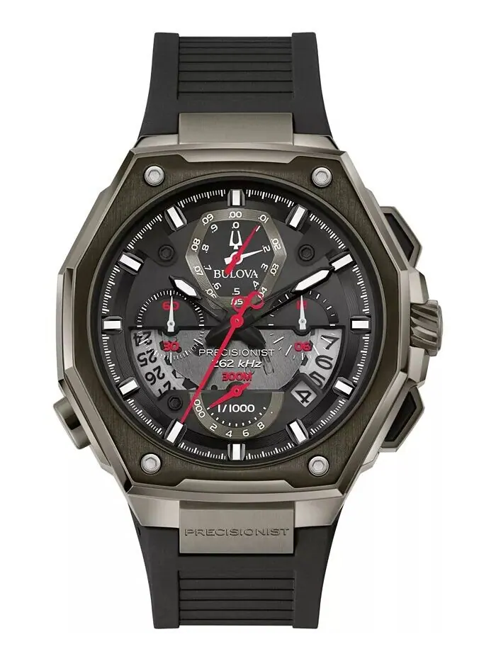 Мужские часы Precisionist X с черным каучуковым ремешком из EPDM, 44,5 мм Bulova — изображение 1 из 6